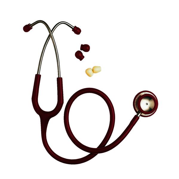 Spirit Stethoscope Adult Stainless Steel Chestpiece Burgundy Tube