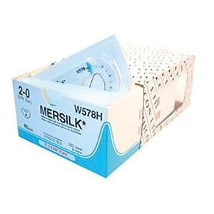 Mersilk Sutures Black Coated 45cm 2-0 1/2 Circle Conventional Cutting X-1 22mm W578H 36pk