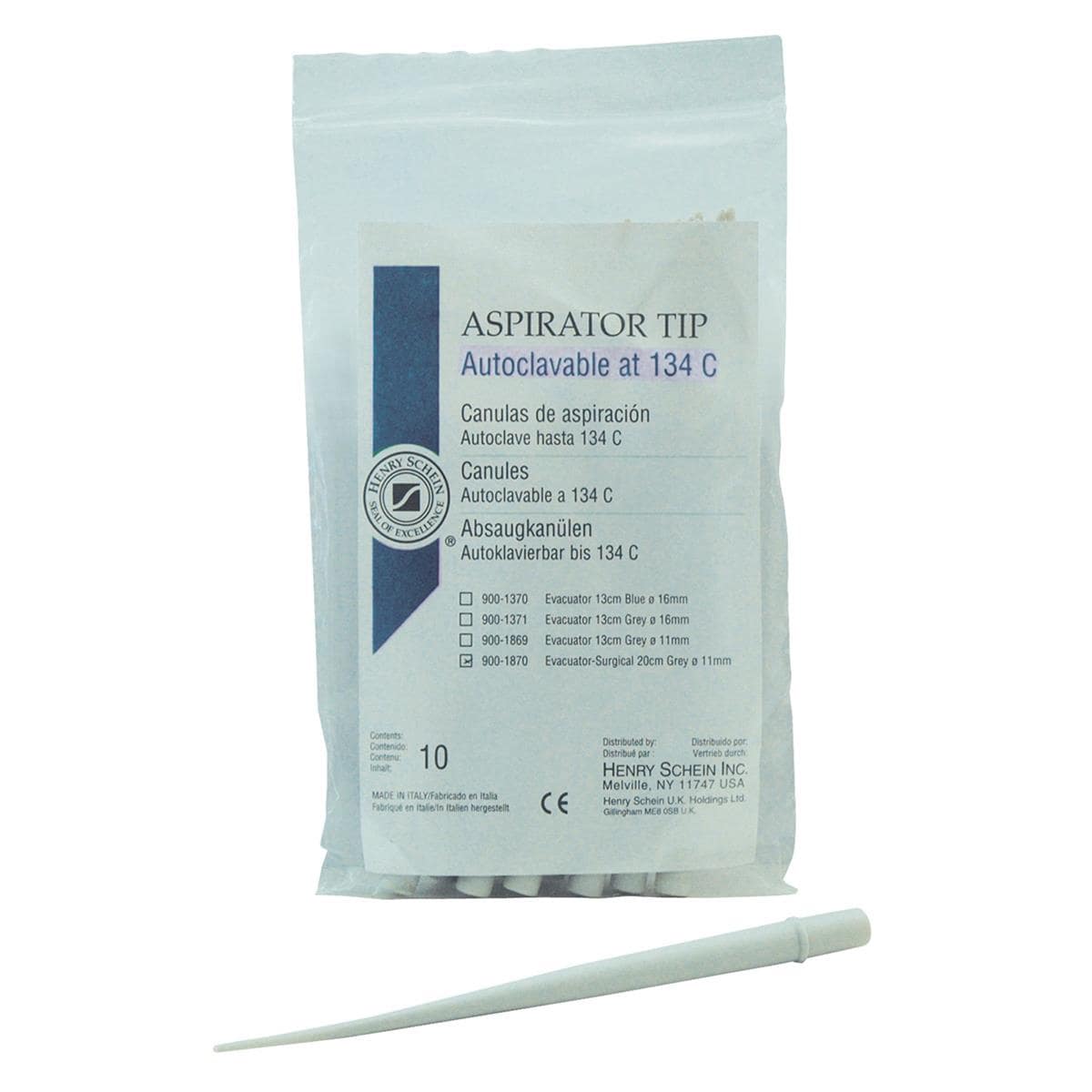 HS Evacuator Surgical Aspirator 11mm x 20cm 10pk