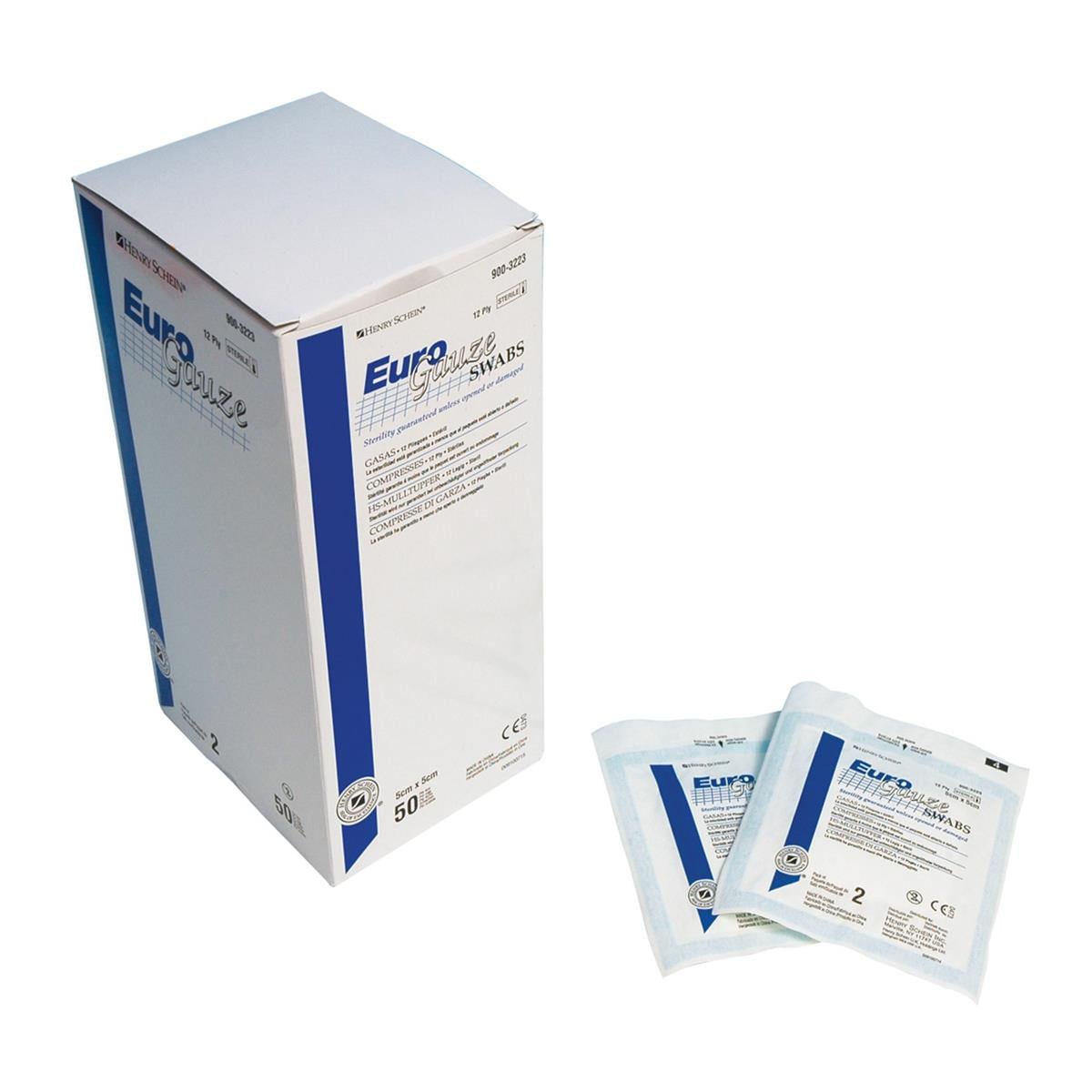 HS EuroGauze Swabs Sterile 12-ply 5 x 5cm (2) 50pk