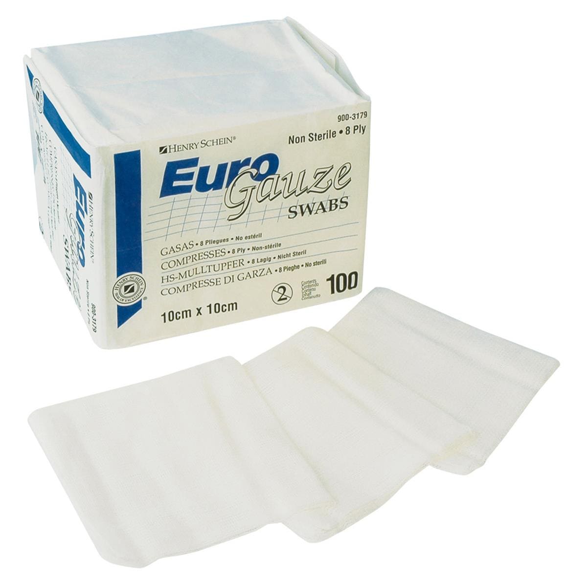 HS EuroGauze Swabs Non-Sterile 8-ply 10 x 10cm 100pk