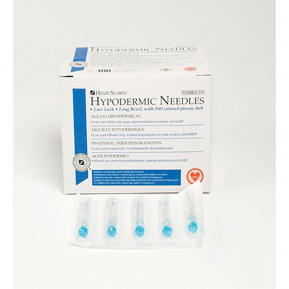 HS Hypodermic Needle Long Bevel Luer Lock 23G Blue 0.6 x 30mm 100pk