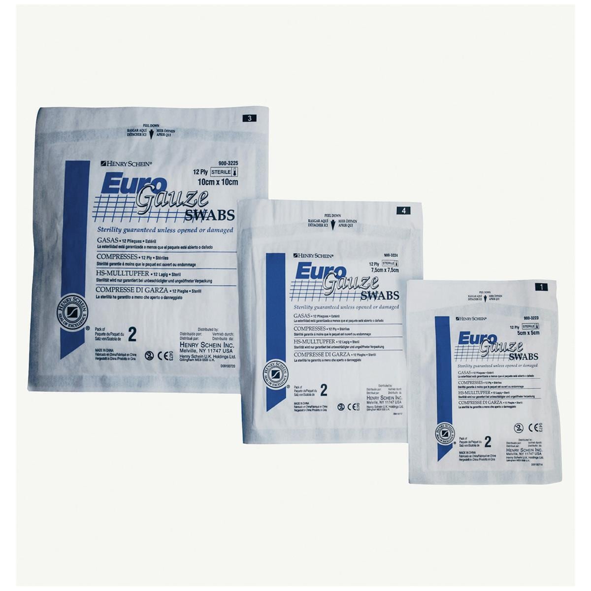 HS EuroGauze Swabs Sterile 12-ply 7.5 x 7.5cm 100pk