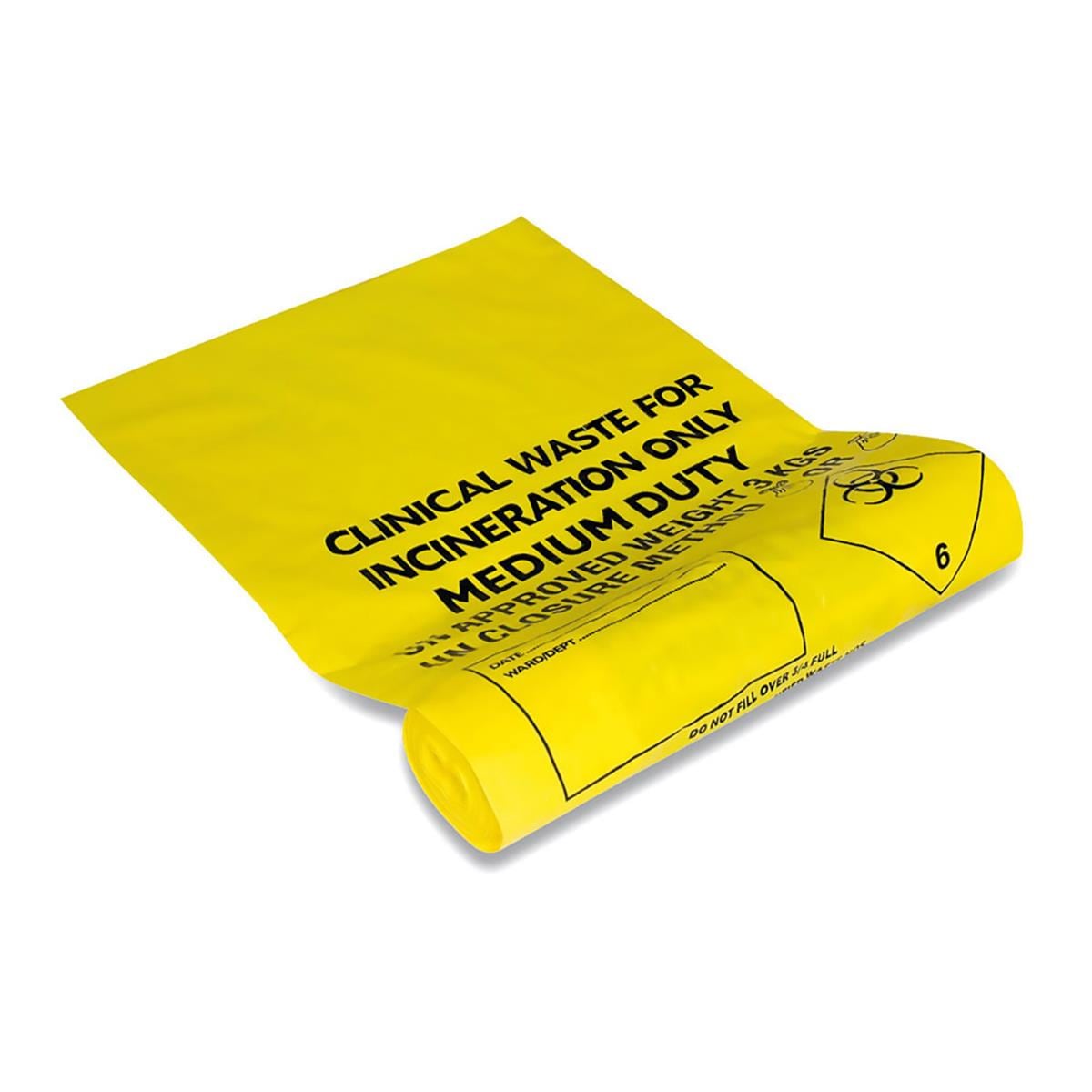 Clinical 20L Waste Sacks Yellow 10x50 500pk