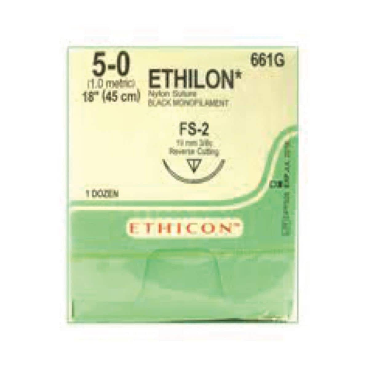 ETHILON Sutures Black Uncoated 30cm 10-0 1/2 Circle Spatula TG160-6 5.5mm W1756 12pk