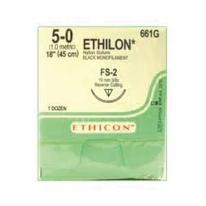 ETHILON Sutures Black Uncoated 30cm 10-0 1/2 Circle Spatula TG160-6 5.5mm W1756 12pk