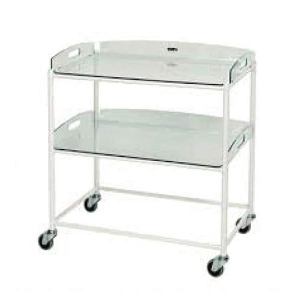 Dressing Trolley 45cm with 2 Glass Effect Trays