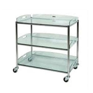 Dressing Trolley 45cm with 3 Glass Effect Trays