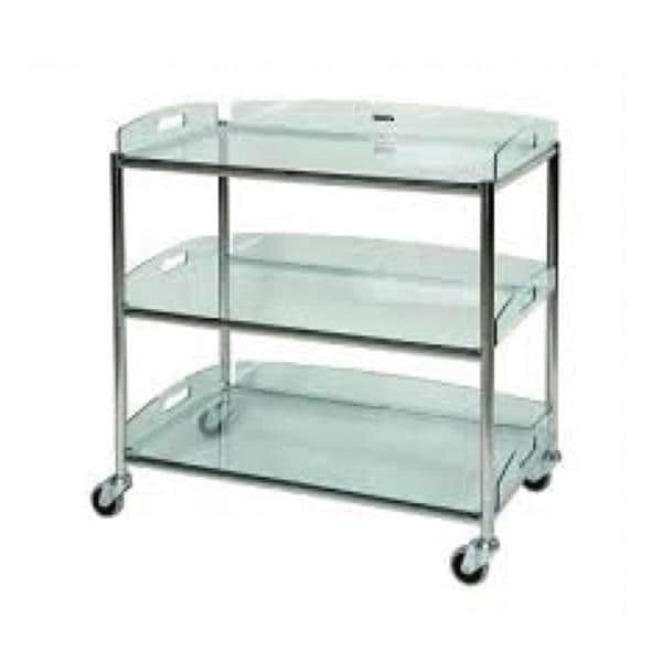 Dressing Trolley 45cm with 3 Glass Effect Trays