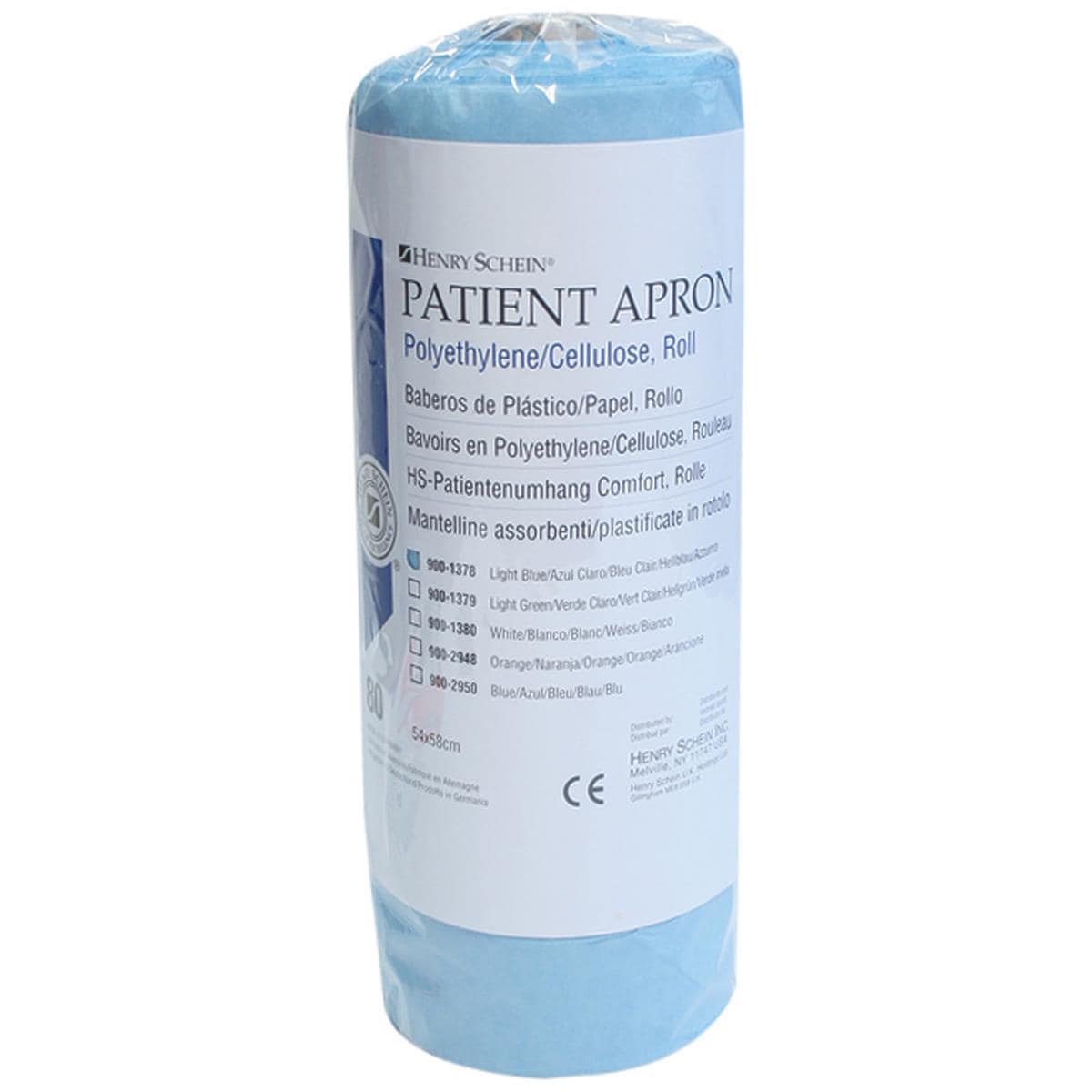 HS Patient Apron PE/Paper Lght Blue 54x58cm Roll 80pk