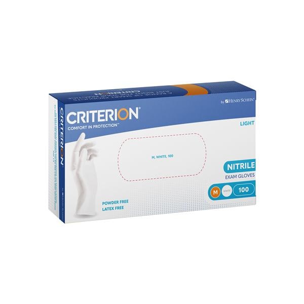 Criterion Gloves Nitrile Powder-Free Text White Medium 100pk