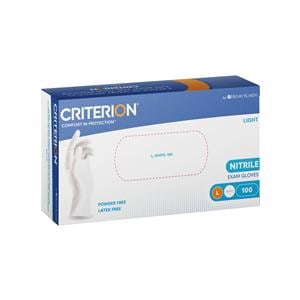 Criterion Gloves Nitrile Powder-Free Text White Large 100pk