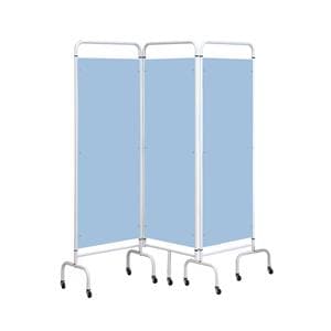 3 Panel Mobile Folding Screen With Curtain  Sky Blue