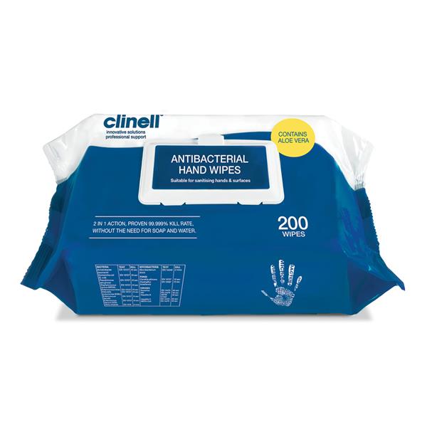 Clinell Antimicrobial Hand Wipes 200pk
