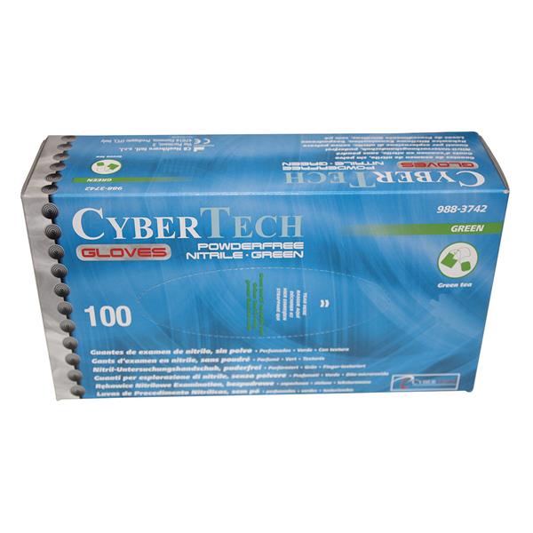 Cyber Gloves Nitrile Powder-Free Text Green Tea XL 100pk
