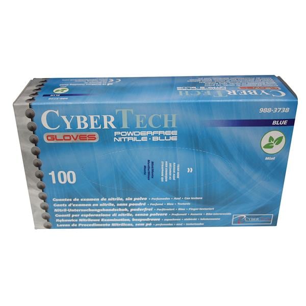 Cyber Gloves Blue Nitrile Powder-Free Medium 100pk