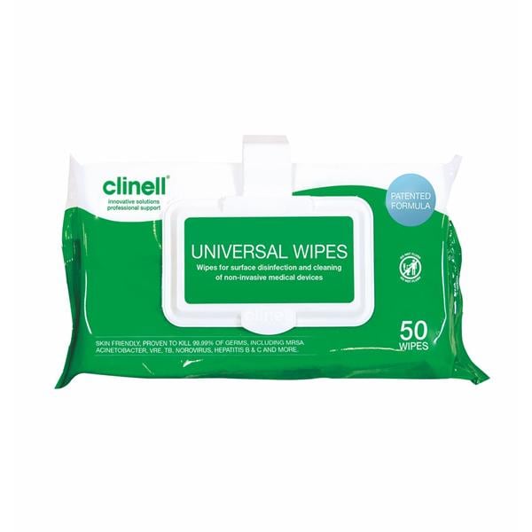Clinell Universal Wipes Clip 50pk