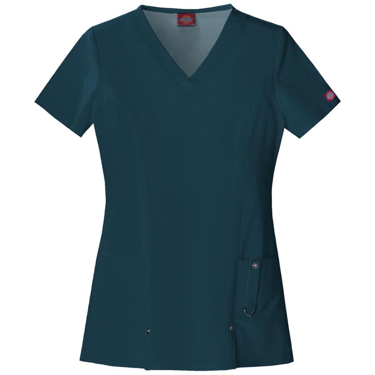 Dickies Xtreme Stretch 82851 Ladies V-Neck Top Caribbean Blue S