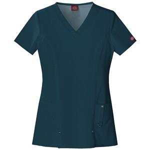 Dickies Xtreme Stretch 82851 Ladies V-Neck Top Caribbean Blue M
