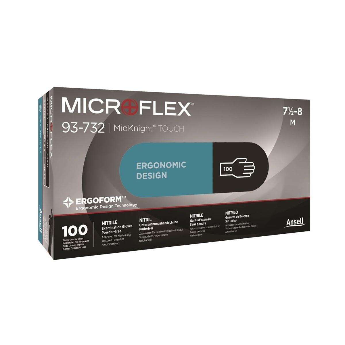 Microflex 93-732 Black Nitrile Gloves Powder-Free X-Small 100pk