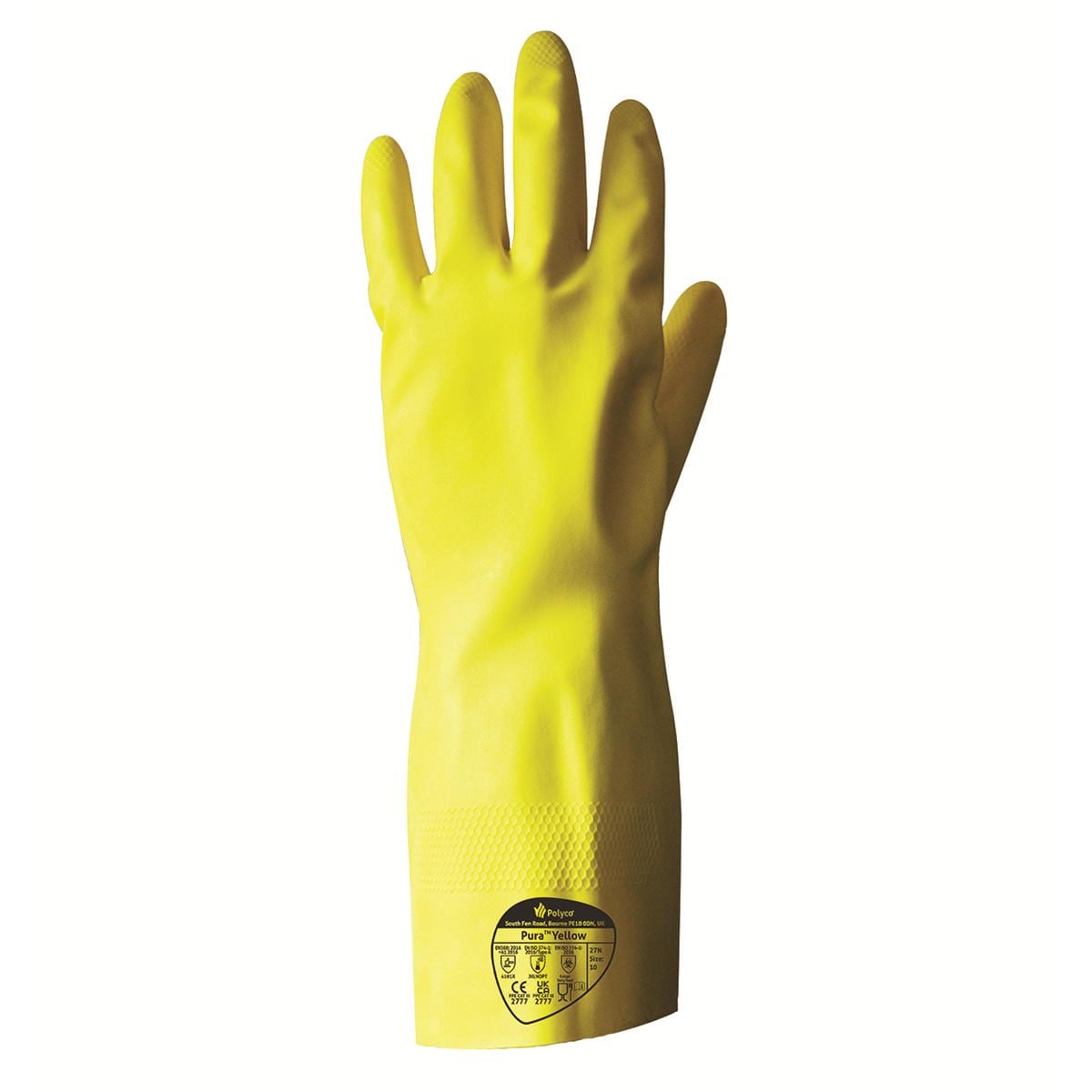 Pura Nitrile Flock Lined Gloves Yellow Size 9 Large Pair