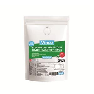 Vinco MedWipe Cleaning & Disinfection Biodegradable Wipes Refill Pouch 200pk